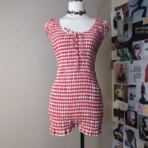 Gingham Smocked Romper Girly Preppy